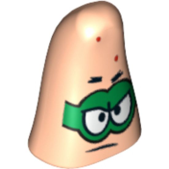 Minifigure, Head, Modified Patrick with Bright Green Mask Pattern