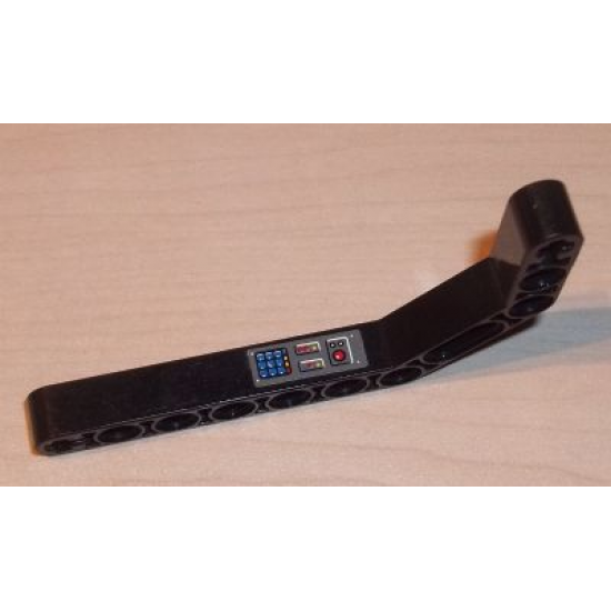 Technic, Liftarm 1 x 11.5 Double Bent Thick with Blue Control Pad and Lights Pattern (Sticker) - Set 8229