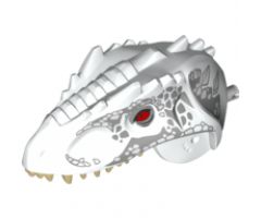 Animal, Body Part Dinosaur Head Indominus rex with Pin, Tan Teeth, Red Eyes and Light Bluish Gray Scales Pattern