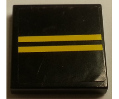 Tile 2 x 2 with Two Yellow Stripes Pattern (Sticker) - Set 8135