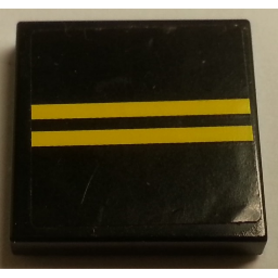 Tile 2 x 2 with Two Yellow Stripes Pattern (Sticker) - Set 8135