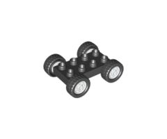 Duplo, Vehicle Car Base 2 x 4 with Fixed Axles, Black Tires and White Wheels