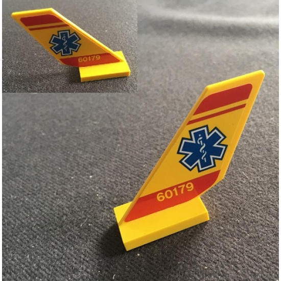 Tail Shuttle with EMT Star of Life, Red Stripes and Yellow '60179' Pattern on Both Sides (Stickers) - Set 60179