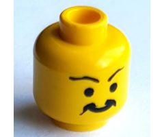 Minifigure, Head Moustache Curly and Split, Long Wavy Eyebrows Pattern - Blocked Open Stud