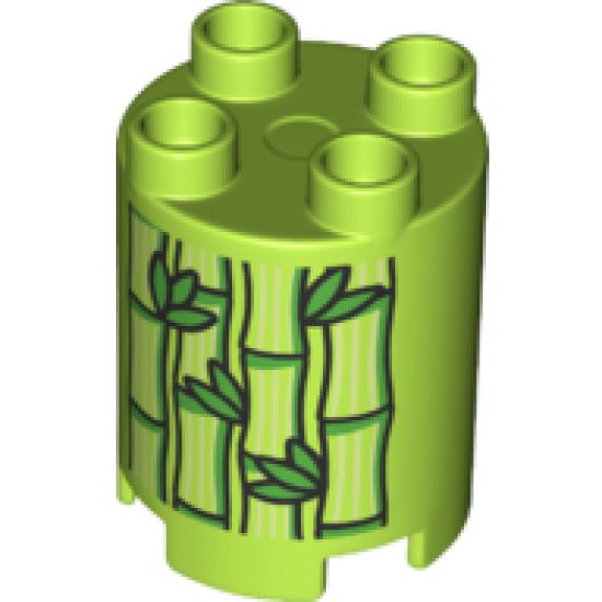 Duplo, Brick Round 2 x 2 x 2 with Bamboo Pattern