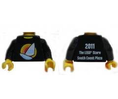 Torso Sailboat over Yellow Circles Front, 2011 The LEGO Store South Coast Plaza Back Pattern / Black Arms / Yellow Hands