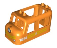 Duplo, Train Cargo Engine Cabin 4 x 8 x 3 1/2 with White '1024', Train Logo and Yellow Stripes Pattern