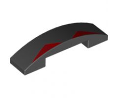 Slope, Curved 4 x 1 Double with 2 Red Triangles with Black Lines Pattern (BrickHeadz Sith Trooper Helmet Visor)