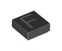 Tile 1 x 1 with Silver Capital Letter F Pattern