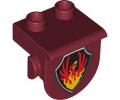 Duplo, Plate 1 x 2 with Overhang with Phoenix on Black Shield Pattern