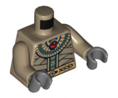 Torso Pharaoh's Quest Bandage Wrapping with Gold Necklace and Gold Belt Pattern (Amset-Ra) / Dark Tan Arms / Dark Bluish Gray Hands