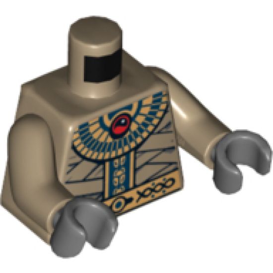 Torso Pharaoh's Quest Bandage Wrapping with Gold Necklace and Gold Belt Pattern (Amset-Ra) / Dark Tan Arms / Dark Bluish Gray Hands