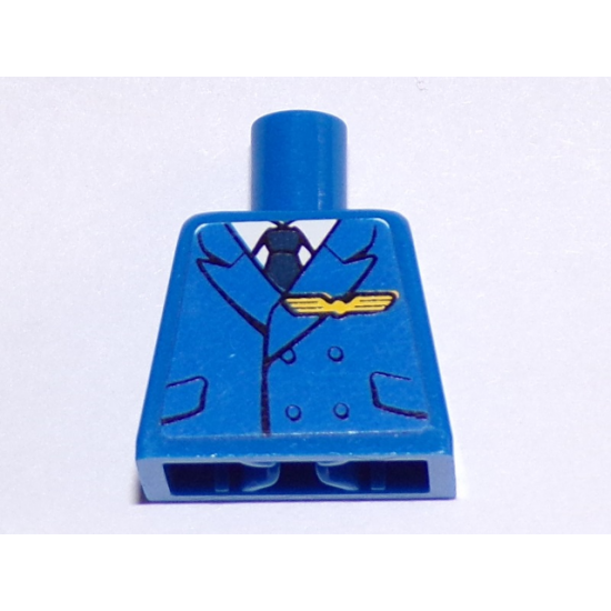 Torso Pilot Suit with Dark Blue Tie, Badge and 4 Buttons Pattern (Sticker)