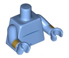 Torso Bare Chest With Blue Stomach Line and Navel Pattern / Medium Blue Arms with Gold Cuffs / Stripes Pattern / Medium Blue Hands