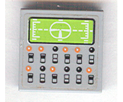 Tile 2 x 2 with Lime Display Screen and Black and Orange Buttons Pattern (Sticker) - Set 7709