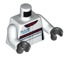 Torso Race Suit with 'PORSCHE MOTORSPORT', Mobil 1 Logo and Red Collar Pattern / White Arms / Black Hands