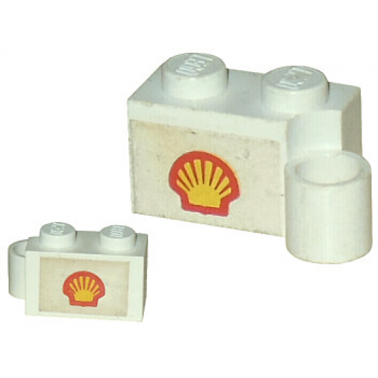 Hinge Brick 1 x 4 Swivel Base with Shell Logo Pattern on Both Sides (Stickers) - Sets 377-1 / 601-1