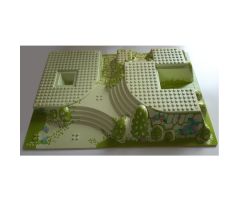 Baseplate, Raised 32 x 48 x 6 with Front and Back Steps and Green Garden Pattern