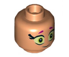 Minifigure, Head Dual Sided Alien Female Magenta Eyebrows, Large Eyes, Smile / Scared Pattern - Hollow Stud