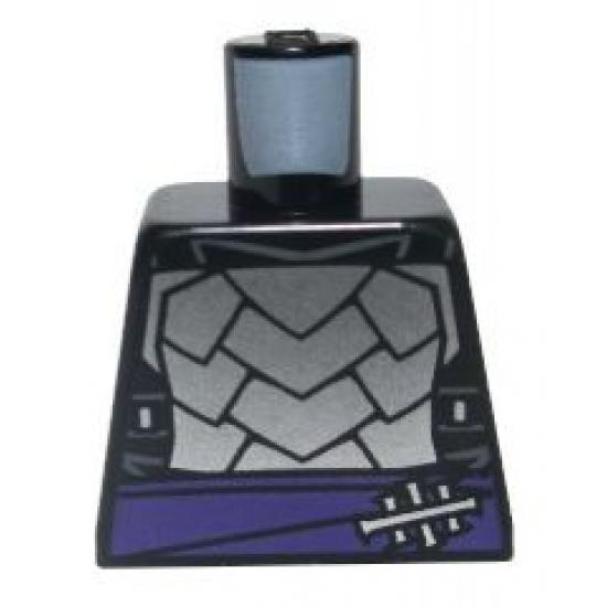 Torso Armor with Dark Purple Belt with Silver Clasp, Dark Bluish Gray Trim Pattern