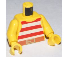 Torso Pirate Stripes Red / White with Gold Belt Buckle Pattern / Yellow Arms / Yellow Hands