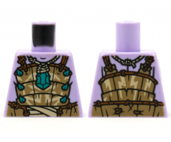 Torso Dark Tan Armor, Dark Turquoise Jewel and Spikes, Dark Orange Ropes Pattern