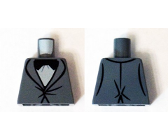 Torso Suit Tight Fitting with Light Bluish Gray Shirt and Black Bow Tie Pattern