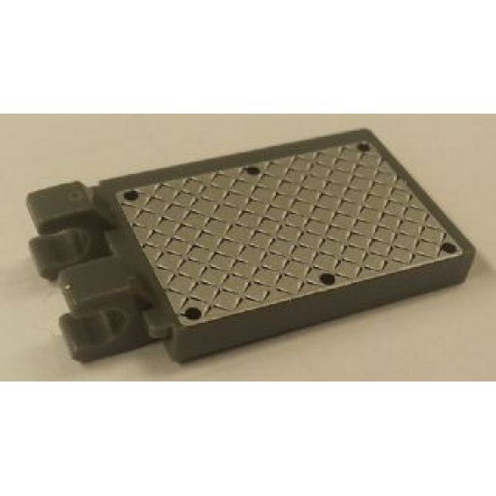 Tile, Modified 2 x 3 with 2 Clips Angled with 6 Black Rivets on Silver Tread Plate Pattern (Sticker) - Set 7944