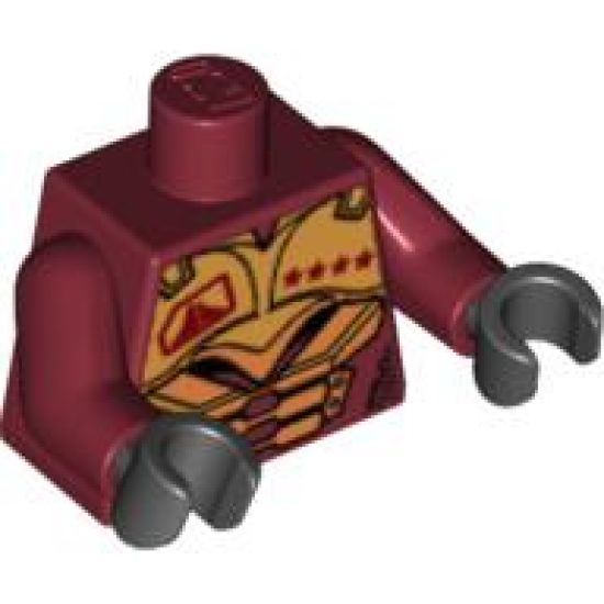 Torso Exo-Force Gold Body Armor with Four Stars and Sails Pattern / Dark Red Arms / Black Hands