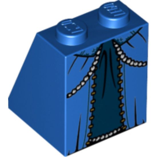 Slope 65 2 x 2 x 2 with Bottom Tube with Minifigure Dress/Skirt/Robe, Layered with Dark Blue Panel Pattern