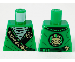 Torso Tunic, Light Green Shirt, Wide Black Hems with Gold Ninjago Logogram 'MANTER' and Dragon Pattern