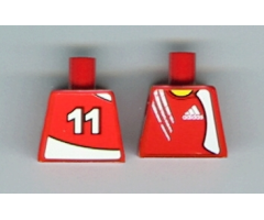 Torso Soccer Adidas Logo Red No.11 Pattern (Stickers)