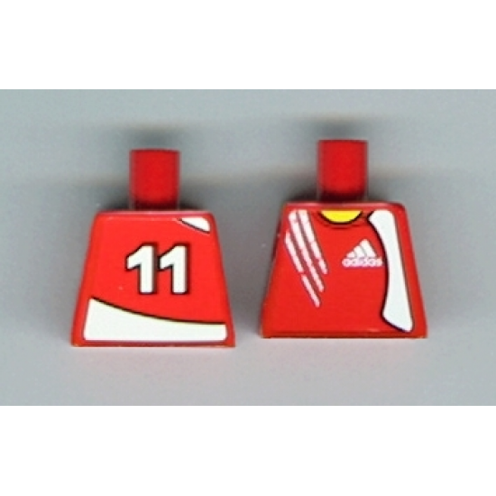Torso Soccer Adidas Logo Red No.11 Pattern (Stickers)