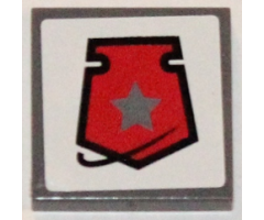 Tile 2 x 2 with Space Police 3 Badge on White Background Pattern (Sticker) - Set 5985