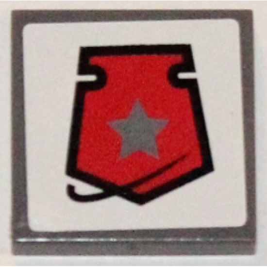 Tile 2 x 2 with Space Police 3 Badge on White Background Pattern (Sticker) - Set 5985