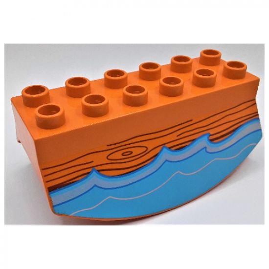 Duplo, Brick 2 x 6 Lower Flap Extensions with Wood and Water Pattern