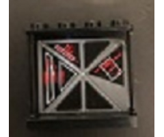 Panel 1 x 4 x 3 with Side Supports - Hollow Studs with Red and White Signs on Screen Pattern Model Right Side (Sticker) - Set 75095