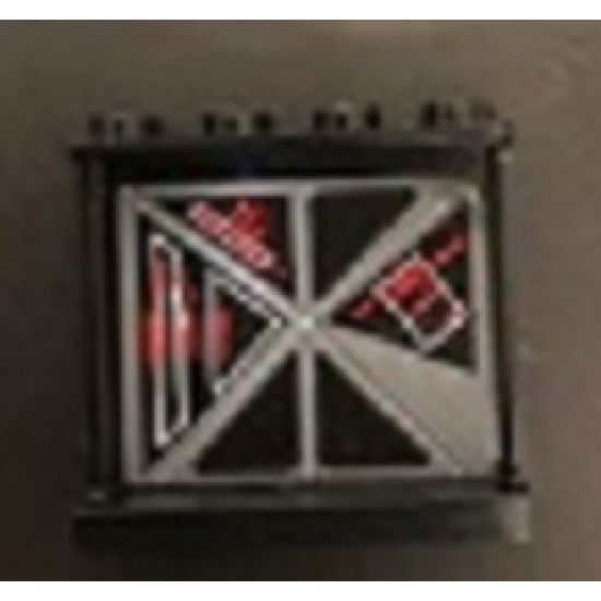 Panel 1 x 4 x 3 with Side Supports - Hollow Studs with Red and White Signs on Screen Pattern Model Right Side (Sticker) - Set 75095