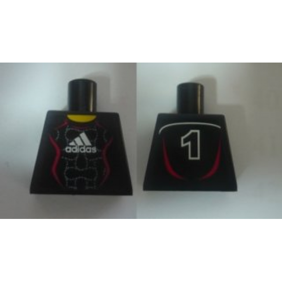 Torso Soccer Adidas Logo, White and Red No.1 Pattern (Stickers)