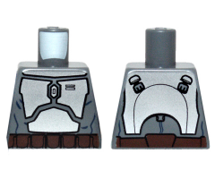 Torso SW Mandalorian Armor Plates Metallic Silver Pattern (Jango Fett)