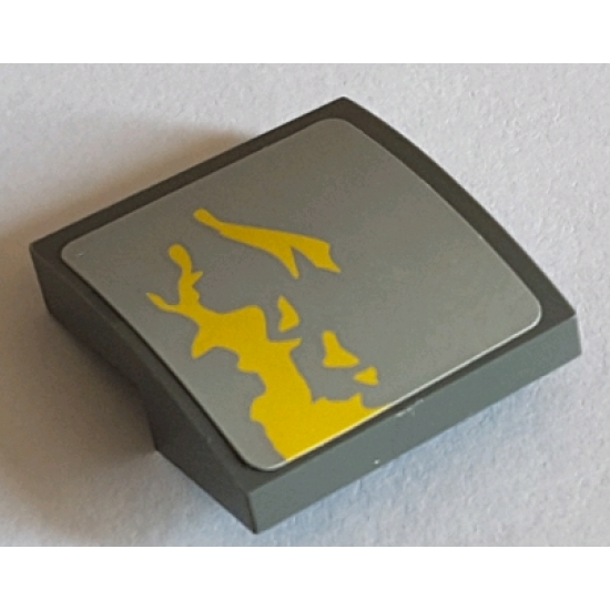 Slope, Curved 2 x 2 with Yellow Dirt Stains on Light Bluish Gray Background Pattern Model Left Side (Sticker) - Set 75060