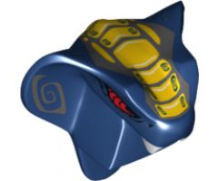 Minifigure, Head, Modified Snake with Fangs, Red Eyes and Yellow and Dark Bluish Gray Scales Pattern (Slithraa)