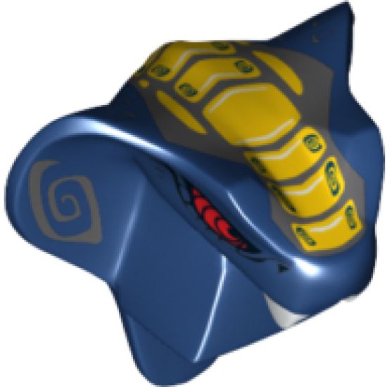 Minifigure, Head, Modified Snake with Fangs, Red Eyes and Yellow and Dark Bluish Gray Scales Pattern (Slithraa)