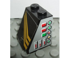 Slope 65 2 x 2 x 2 without Bottom Tube with Gauges and Diagonal Yellow Stripes Pattern Model Right Side (Stickers) - Set 8425