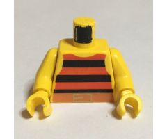 Torso Pirate Stripes Red / Black with Gold Belt Buckle Pattern / Yellow Arms / Yellow Hands
