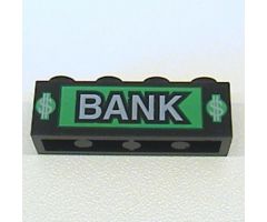 Brick 1 x 4 with Bank and Dollar Signs Pattern