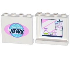 Panel 1 x 4 x 3 with Side Supports with Clipboard, Perfume and Make-Up on Inside and 'Heartlake NEWS' on Outside Pattern (Stickers) - Set 41056