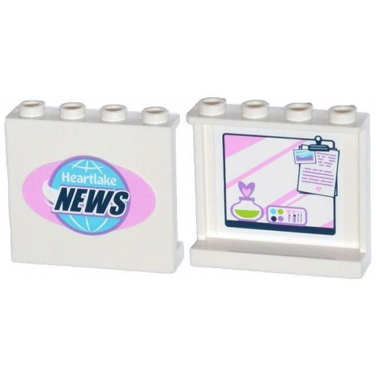 Panel 1 x 4 x 3 with Side Supports with Clipboard, Perfume and Make-Up on Inside and 'Heartlake NEWS' on Outside Pattern (Stickers) - Set 41056