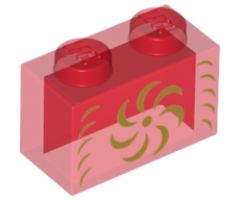 Brick 1 x 2 without Bottom Tube with Gold Pinwheel Pattern