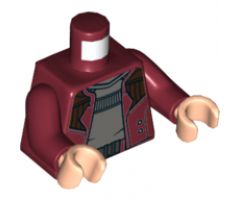 Torso Open Jacket over Light Bluish Gray Shirt and Belt with Silver Buckle Pattern / Dark Red Arms / Light Nougat Hands